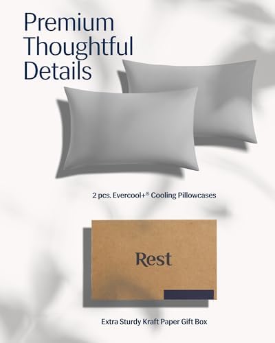 REST Evercool Cooling Pillow Cases - 2 Pack 19x35 Inches