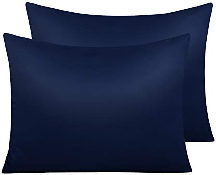 NTBAY Matte Satin Pillowcases Set of 2 20x26 Inches Navy Blue