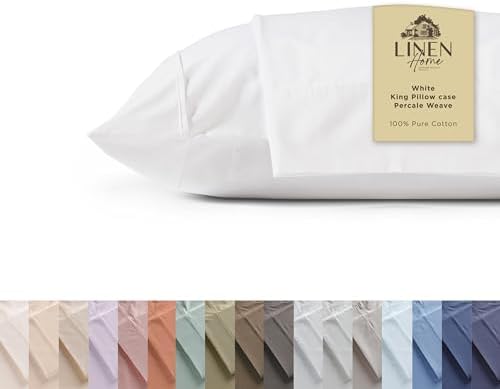 Linen Home 100 Cotton Percale King Pillowcases 2 Pack