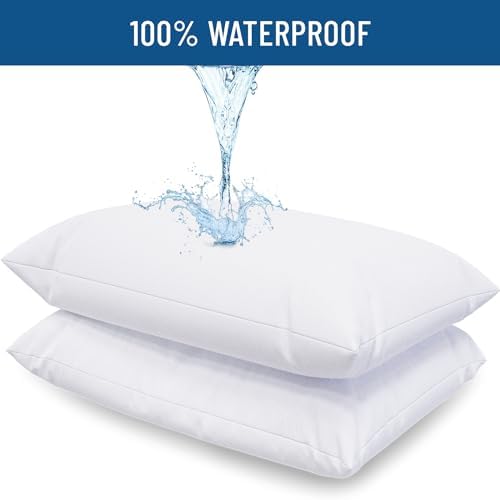 Everlasting Comfort Waterproof Pillow Protectors 2-Pack - Zippered Hypoallergenic Allergy Safe