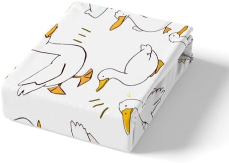 Homewish Cartoon Duck Fitted Sheet Twin Size with 1 Pillowcase