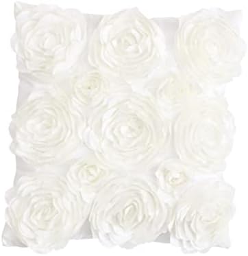 WHAMVOX Soft Floral Throw Pillow Cover Ivory White Cushion Case