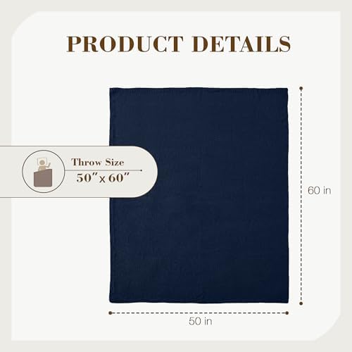 Carriediosa Wool Blend Knit Throw Blanket - Indigo Blue