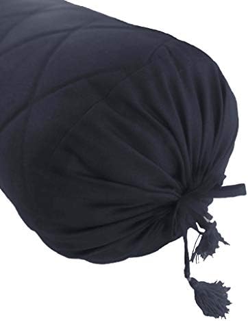 Navy Blue Quilted Bolster Pillowcase - 9 x 24 Removable Cover 1