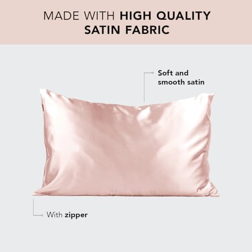 Kitsch Satin Pillowcase with Zipper - Blush Cooling Wrinkle-Free