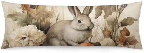 Cute Bunny Flowers Body Pillowcase 20x54inch