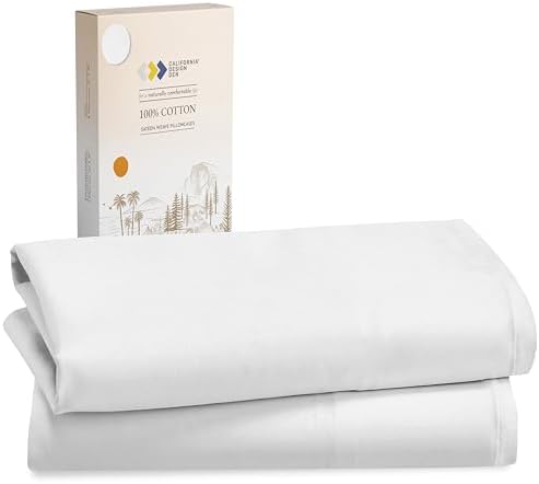 California Design Den Standard Queen Pillowcases - 100 Cotton Bright White