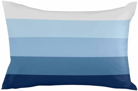 Waterproof Pillow Protector 2 Pack with Zipper Stripes Ombre Blue Gradient 12x20