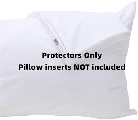 Kingnex King Size Pillow Protectors Set of 2 - Waterproof Featherproof