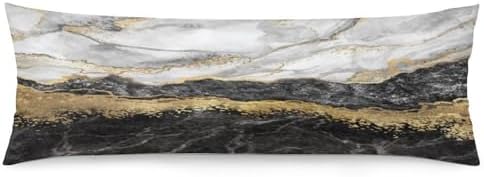 Black Gold Grey Marble Texture Navy Body Pillow Cover with Zipper