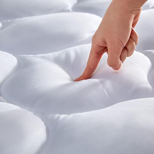 SLEEP ZONE Mattress Pad Protector Quilted Elastic 21 Inch Deep White
