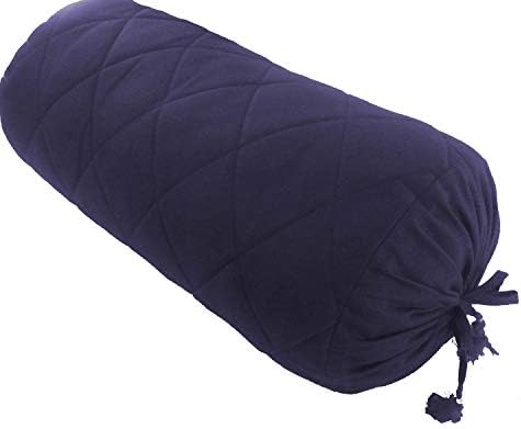 Navy Blue Quilted Bolster Pillowcase - 8 x 24 Removable Cover