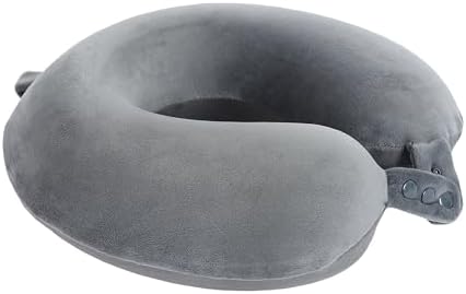 Makimoo Travel Neck Pillow with 5 Adjustable Snap Buttons Grey