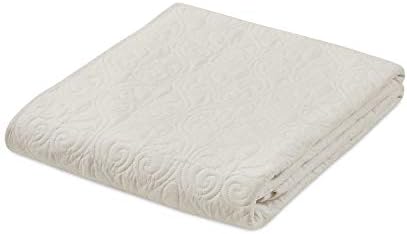 Madison Park Quebec Oversized Quilted Throw Ivory 60x70 1