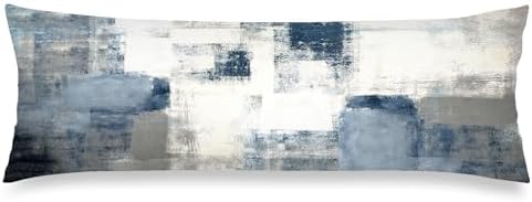 Grey Blue Abstract Art Body Pillow Cover with Zipper 20x54