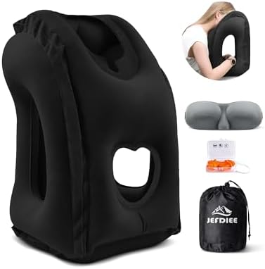 JefDiee Inflatable Travel Pillow for Airplanes