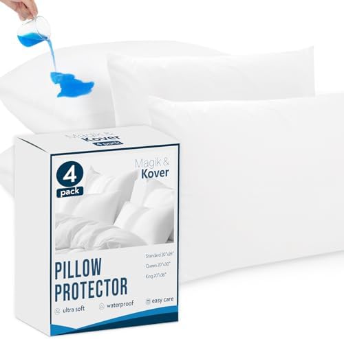 Magik Kover 4 Pack Waterproof Pillow Protectors 20x26 Inches