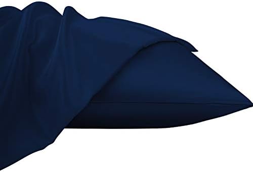 NTBAY Matte Satin Pillowcases Set of 2 20x26 Inches Navy Blue