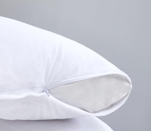 ProtectMySleep Cotton Terry Pillow Protectors - 2 Pack Eco Friendly Waterproof Hypoallergenic