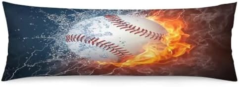 KENADVI Baseball Body Pillow Cover - 20x54 Fire Water Flame Decor