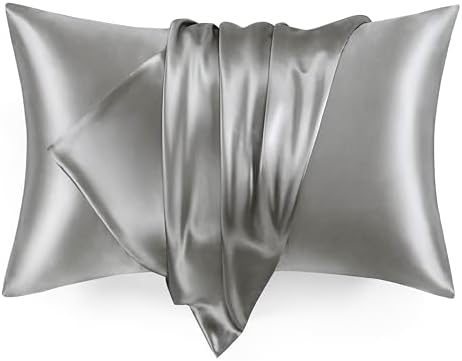 Loves Cabin Satin Pillowcase Set of 2 Queen Size Dark Grey