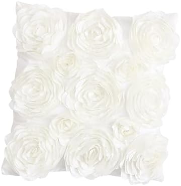 Invisible Zipper Square Pillow Cover with 3D Rose Design