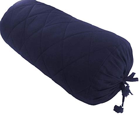 Navy Blue Quilted Bolster Pillowcase - 9 x 24 Removable Cover 1