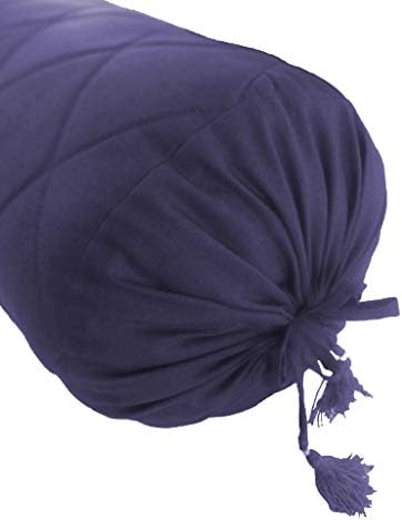 Navy Blue Quilted Bolster Pillowcase - 8 x 24 Removable Cover