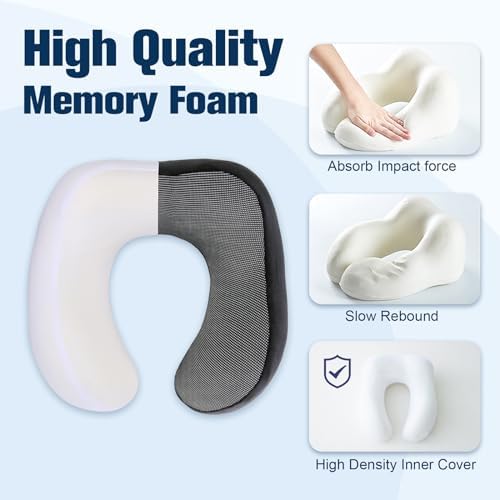 Adjustable Memory Foam Neck Pillow with Eye Mask and Earplugs