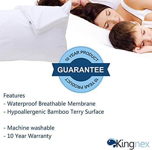 Kingnex King Size Pillow Protectors Set of 2 - Waterproof Featherproof