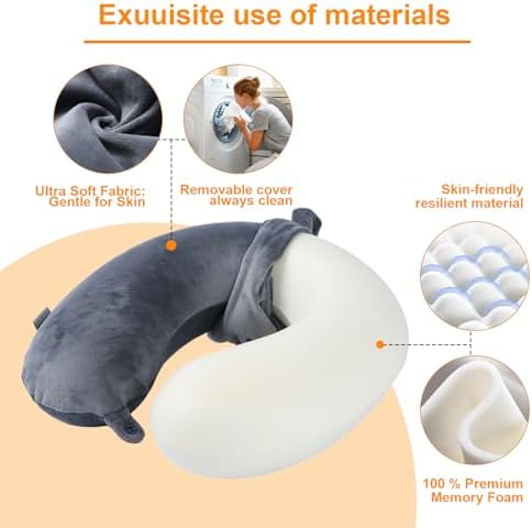 Far win Travel Pillow - Memory Foam Neck Support Pillow