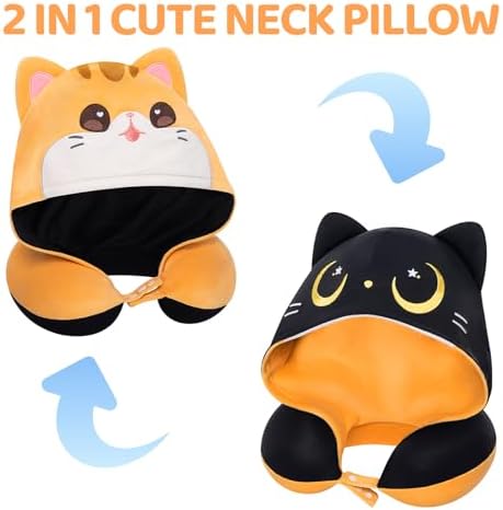 Mewaii Travel Neck Pillow with Double-Sided Hood