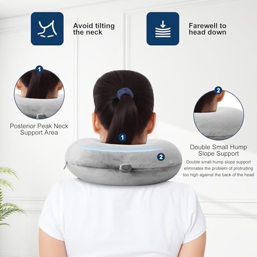 GDEOUP Travel Pillow with Memory Foam and Washable Cover