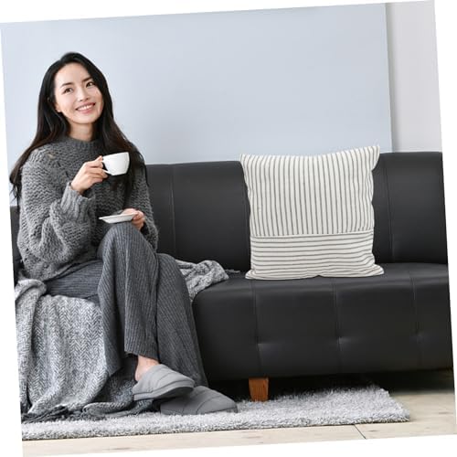 HOOTNEE 2pcs Cotton Linen Throw Pillow Covers Grey