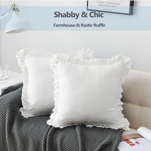YamYard 26x26 White Euro Shams 2-Piece Throw Pillow Covers