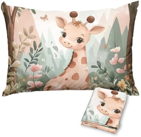 Cute Giraffe Pillowcases Set of 2 Rustic Forest Animal Covers