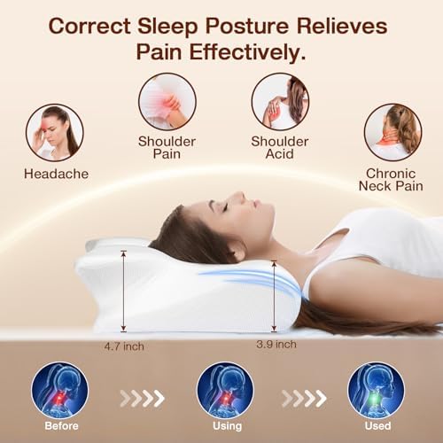 Hexus Cervical Neck Pillow for Pain Relief and Cooling Support White