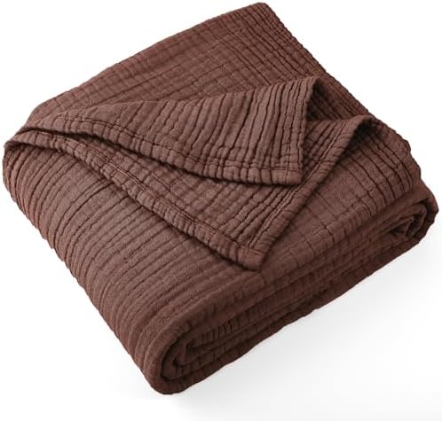 Carriediosa 4-Layer Cotton Muslin Throw Blanket 50 X 70 Dark Brown