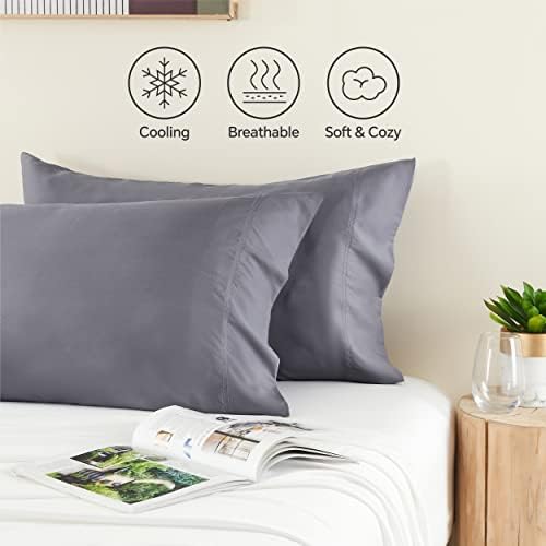 BEDELITE Cooling Pillowcases Queen Size 20x30 Grey