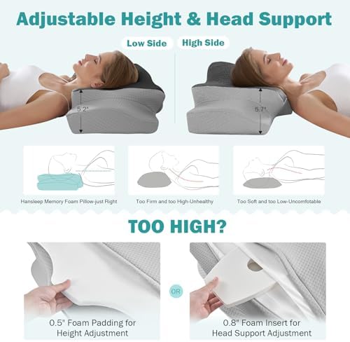 Hansleep Adjustable Cervical Pillow for Neck Pain Relief