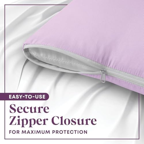 CirclesHome Pillow Protectors - Lavender 100 Cotton Zippered Single Pack