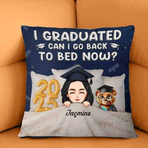 I Graduated Can I Go Back To Bed Pillow - Personalized Graduation Gift 1