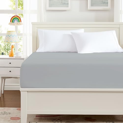 Hotella Microfiber Twin Fitted Sheet Hotel Quality 14 Deep Pocket Light Gray