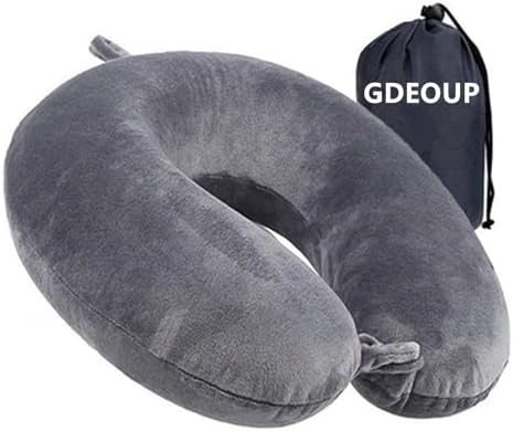 GDEOUP Travel Pillow with Memory Foam and Washable Cover