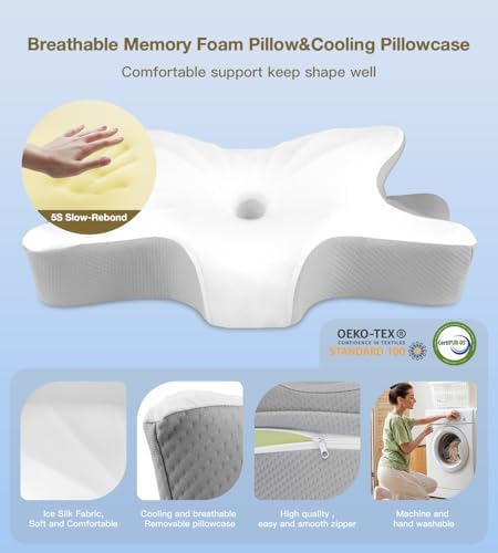 SurSynch Cervical Neck Pillow for Neck and Shoulder Pain Relief