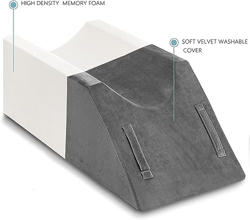 UBBCARE Leg Elevation Pillow for Recovery Memory Foam with Velvet Cover