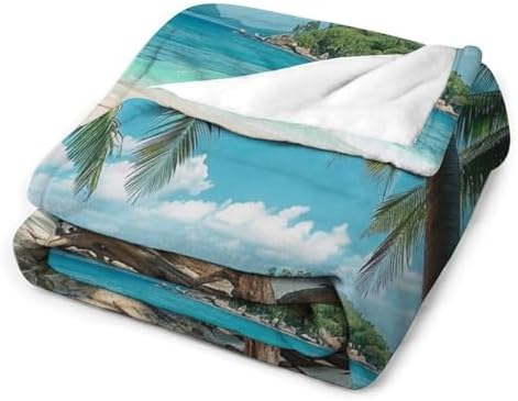 Ocean Island Flannel Throw Blanket for Couch Sofa Bed
