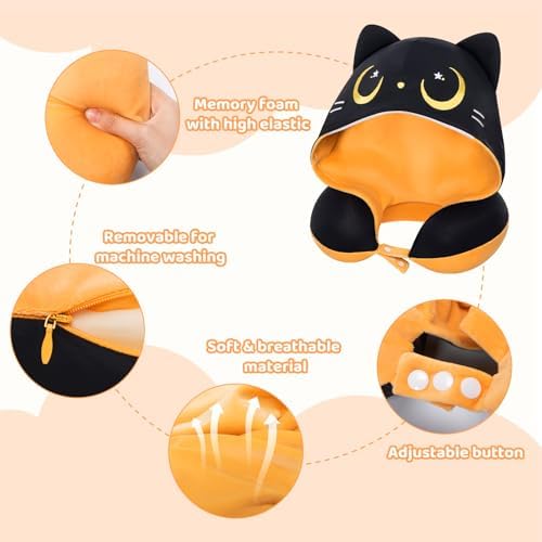 Mewaii Travel Neck Pillow with Double-Sided Hood