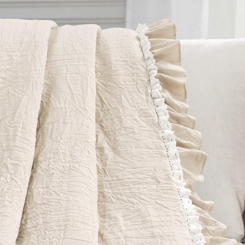 Lush Decor Ella Ruffle Lace Throw Blanket 50 x 60