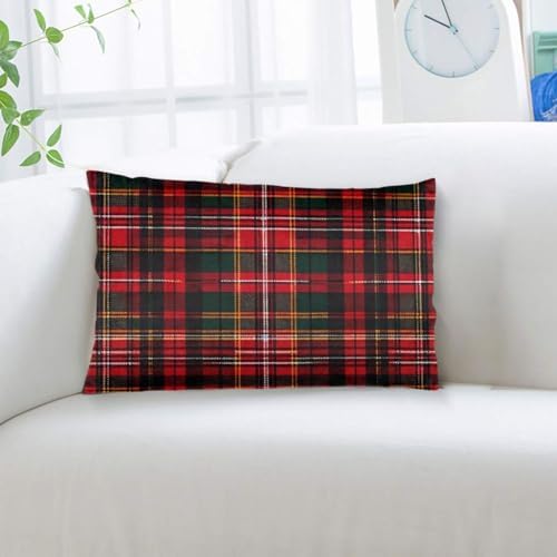 Augenstern Velvet Pillow Protector 14x20 Red Tartan